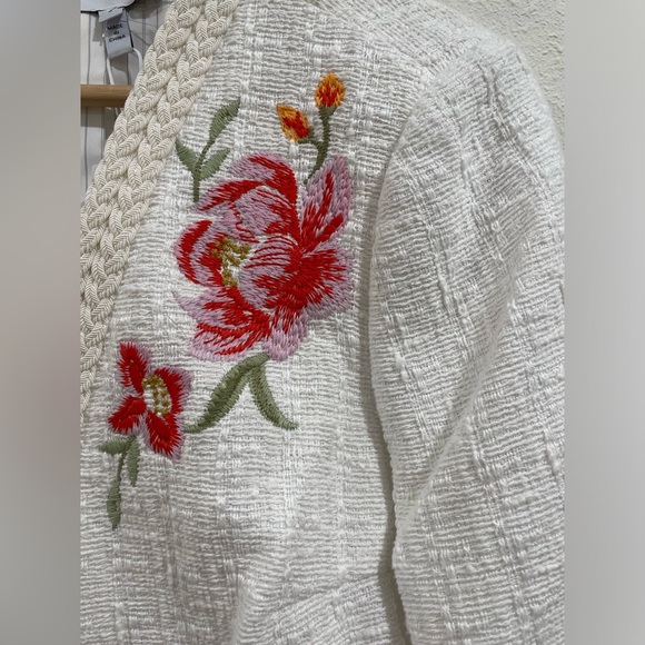 NWT 10 Derek Lam 10 Crosby x Anthropologie Bayle Embroidered Tweed Jacket Cream - Picture 10 of 15